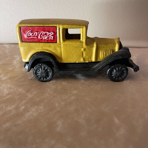 Coca Cola Other - Coca Cola Cast Iron Delivery Truck Vintage Coke Company Soda Pop Yellow Rare